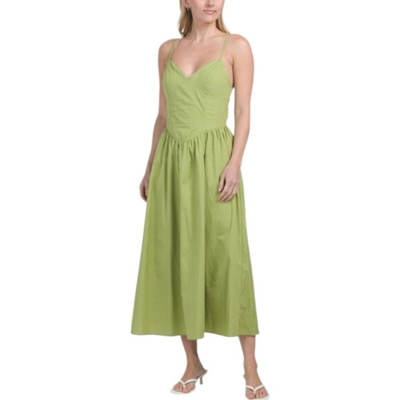 MOON RIVER Drop Waist Midi Dress - Green - Picture 1 of 4